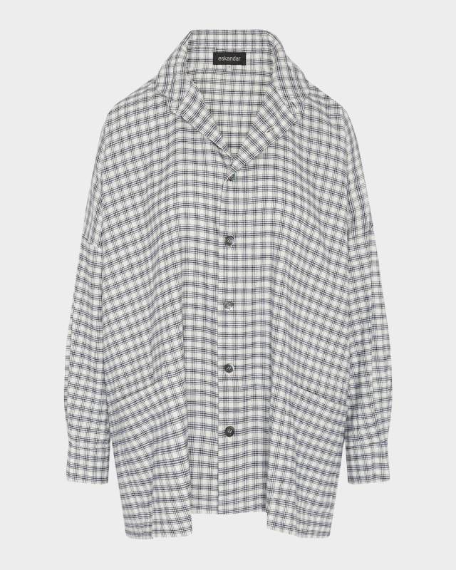 Mini Houndstooth Wide Longer-Back Double Stand-Collar Shirt Jacket (Long Length)